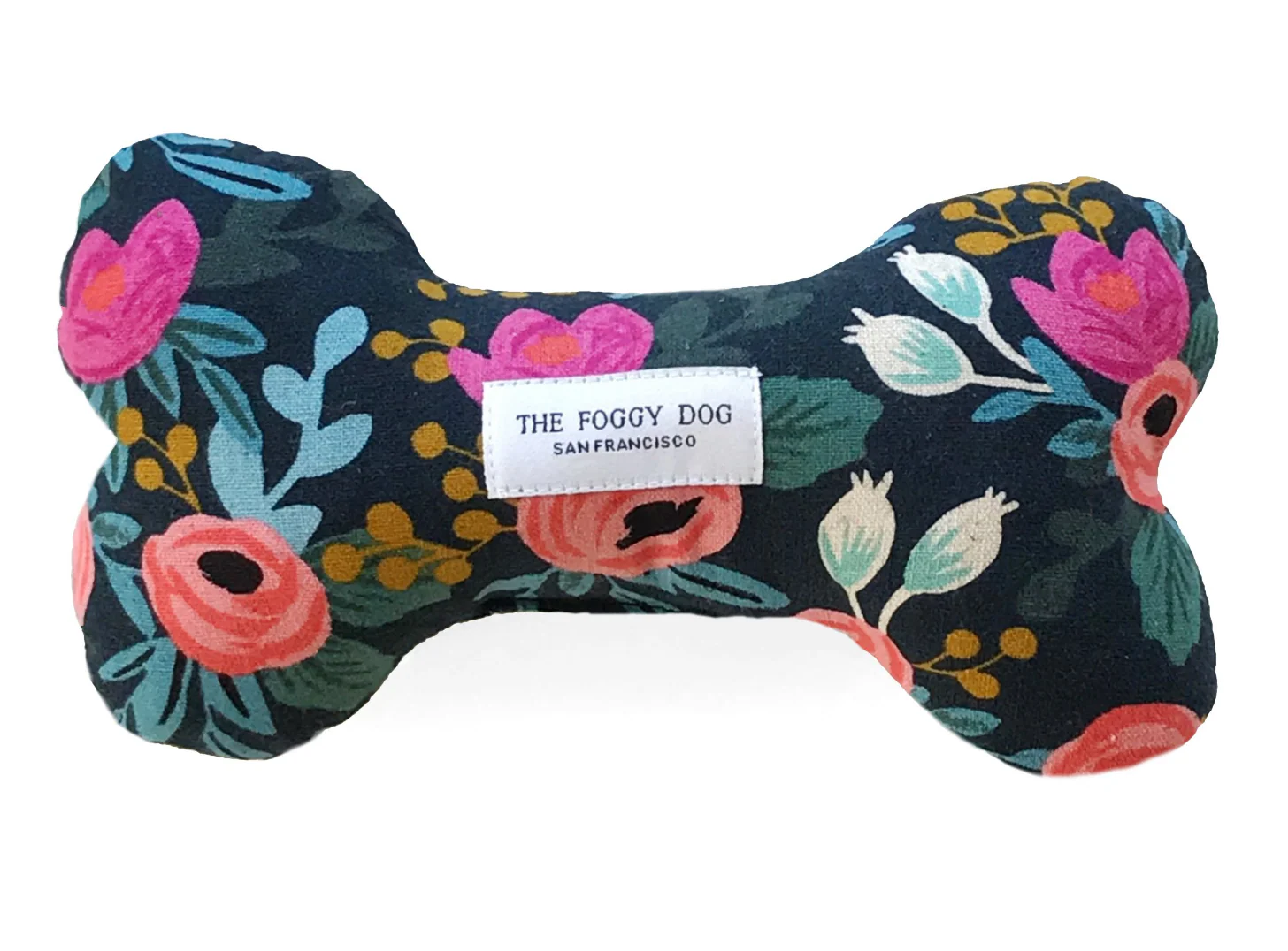 THE FOGGY DOG | Rosa Floral Dog Bone Toy in Navy
