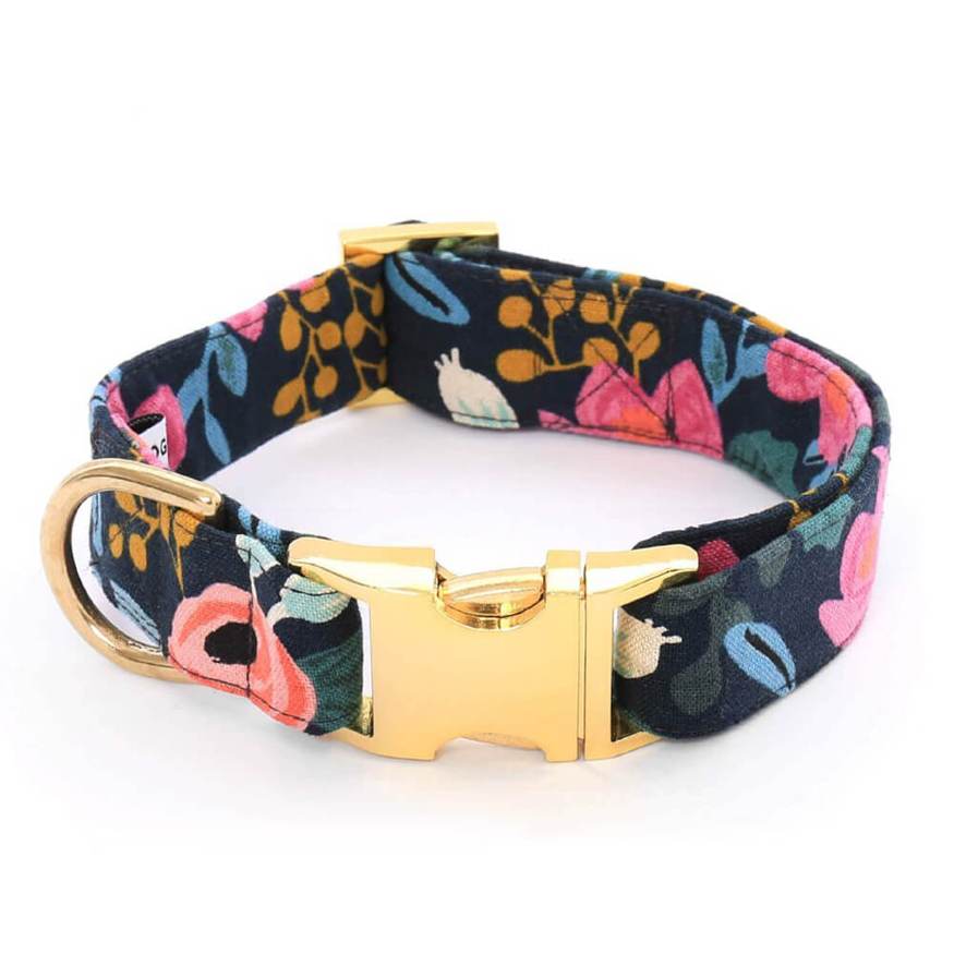 Rosa Floral Navy Dog Collar (FINAL SALE) - Image 4