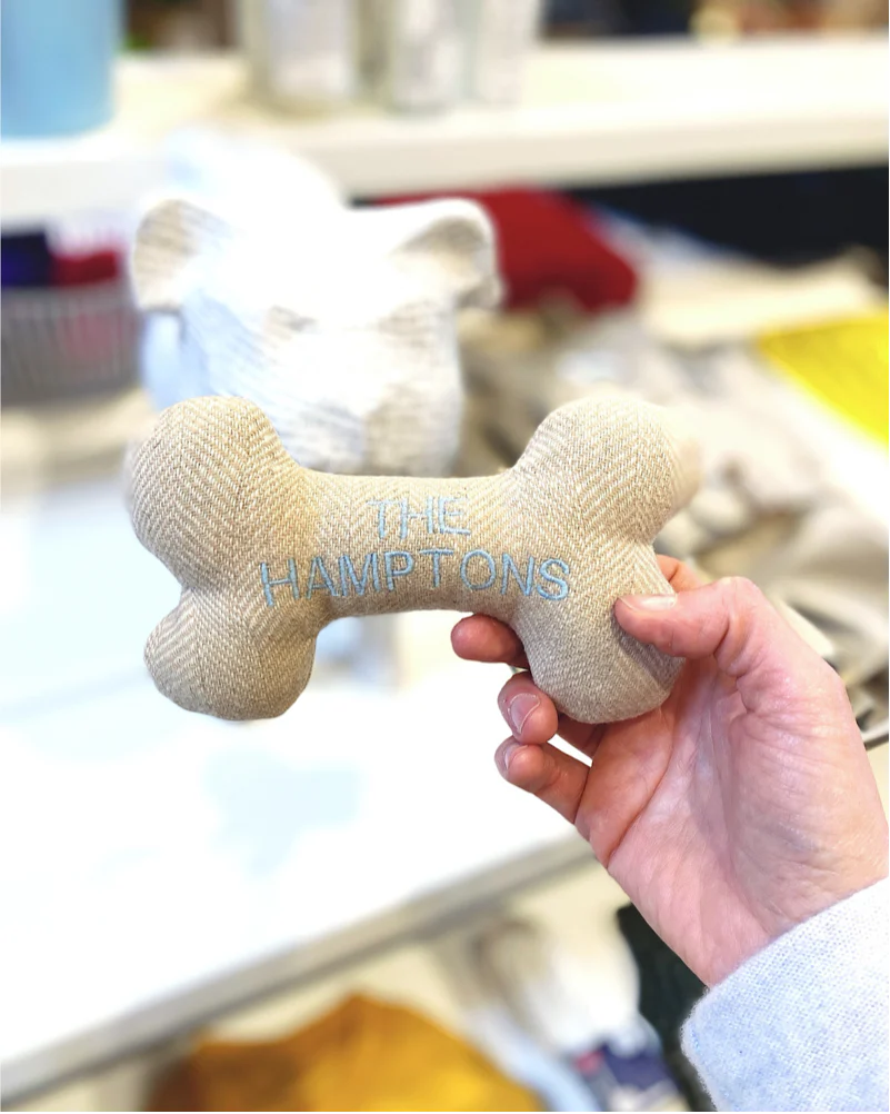 "The Hamptons" Tweed Squeaker Dog Bone Toy (Made in the USA) - Image 7