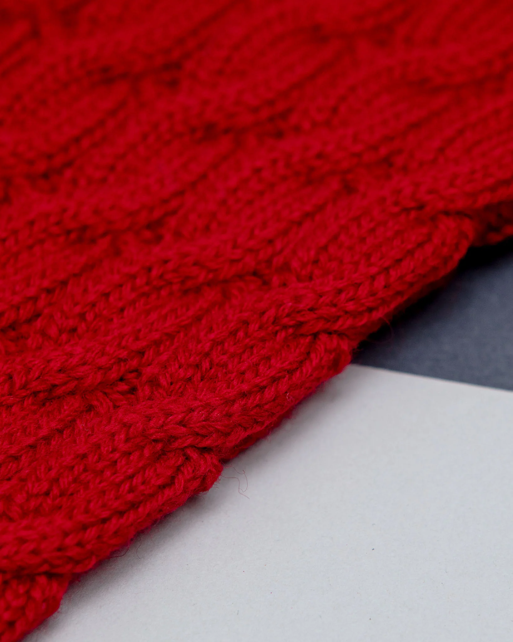 The Uptown Cable Knit Sweater in Big Apple Red Merino Wool (Made in NYC) (FINAL SALE) - Image 7