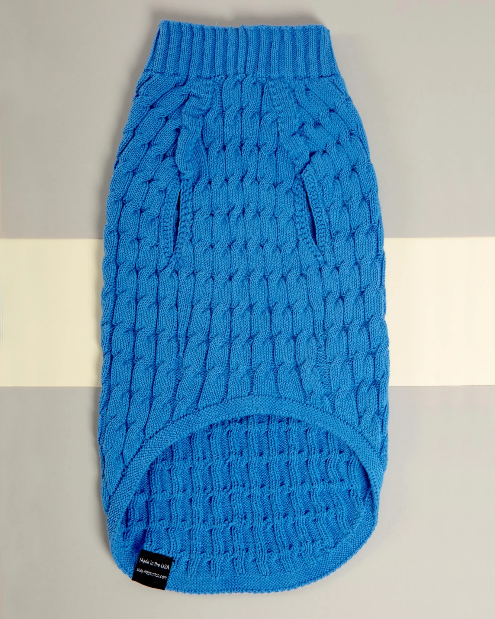 The Uptown Cable Knit Sweater in French Blue American Cotton (Made in NYC) (FINAL SALE) - Image 5