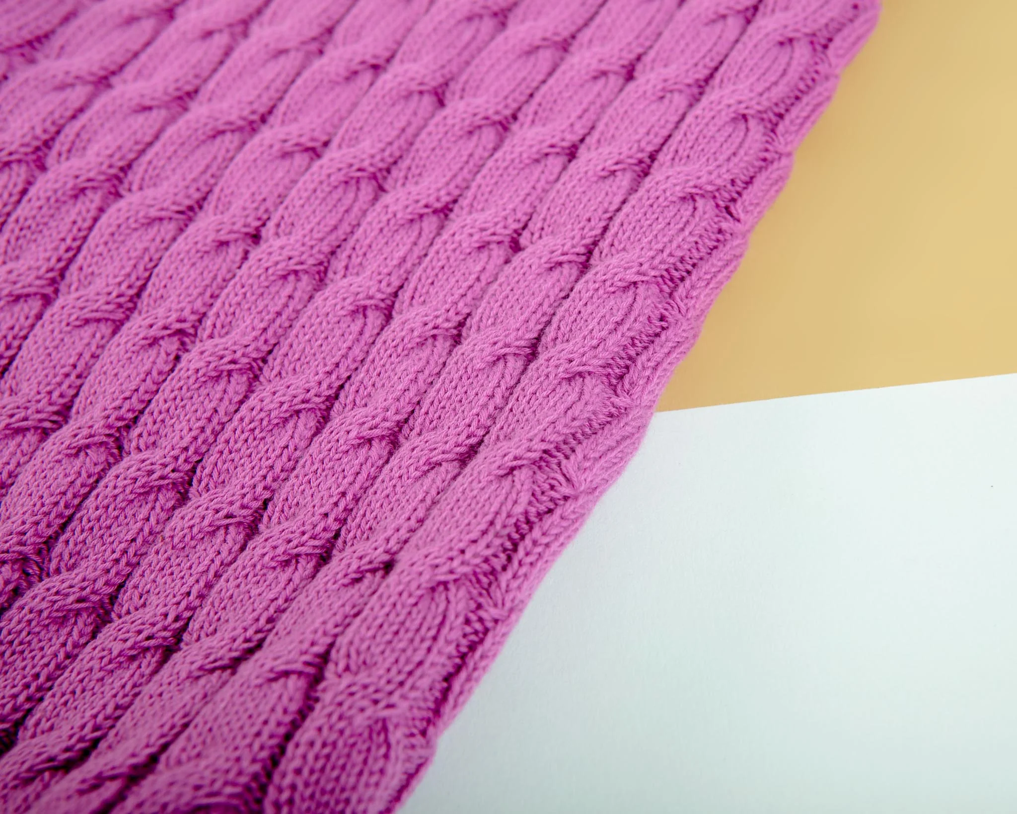 The Uptown Cable Knit Sweater in Radiant Orchid American Cotton (Made in NYC) (FINAL SALE) - Image 5
