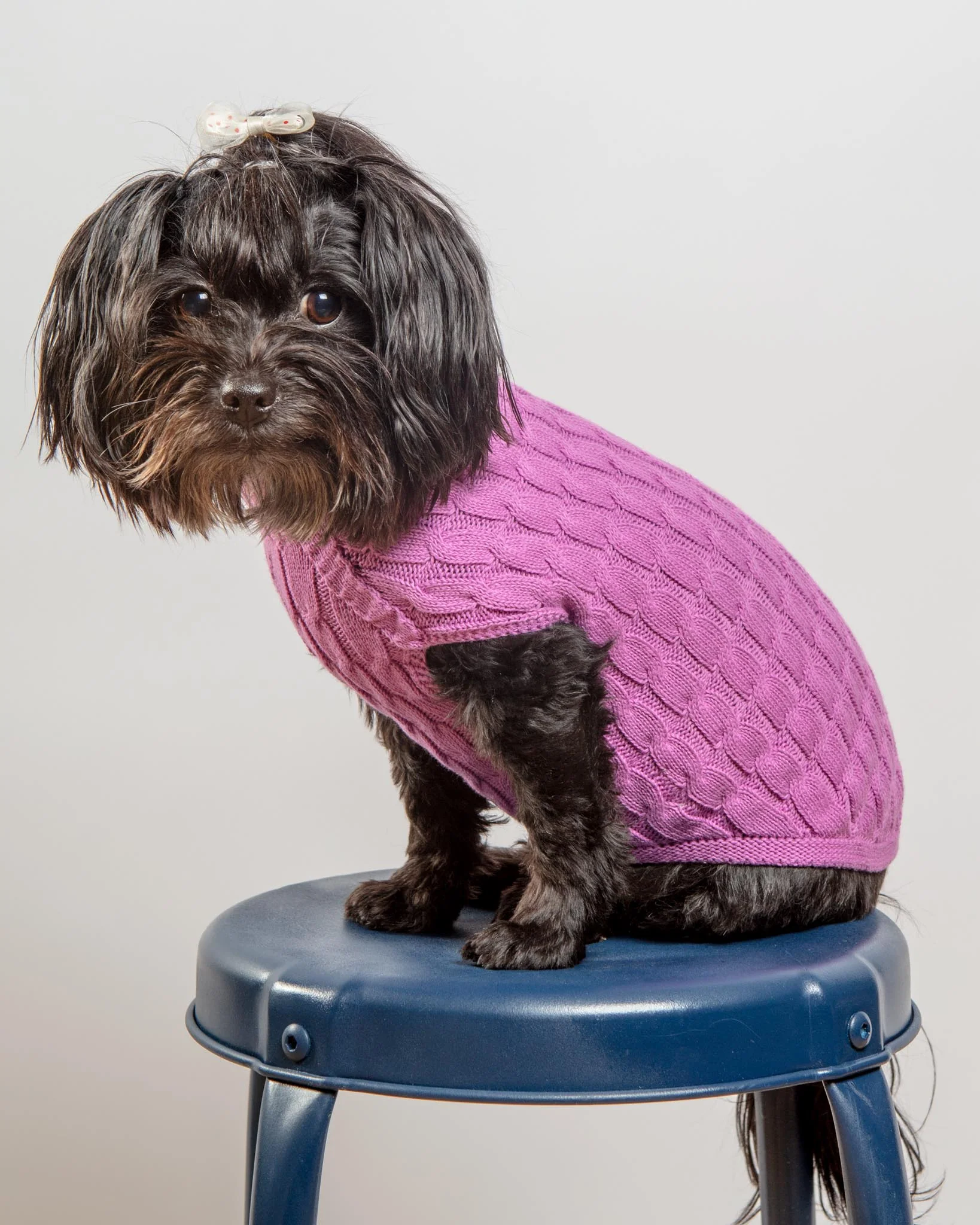 The Uptown Cable Knit Sweater in Radiant Orchid American Cotton (Made in NYC) (FINAL SALE) - Image 7