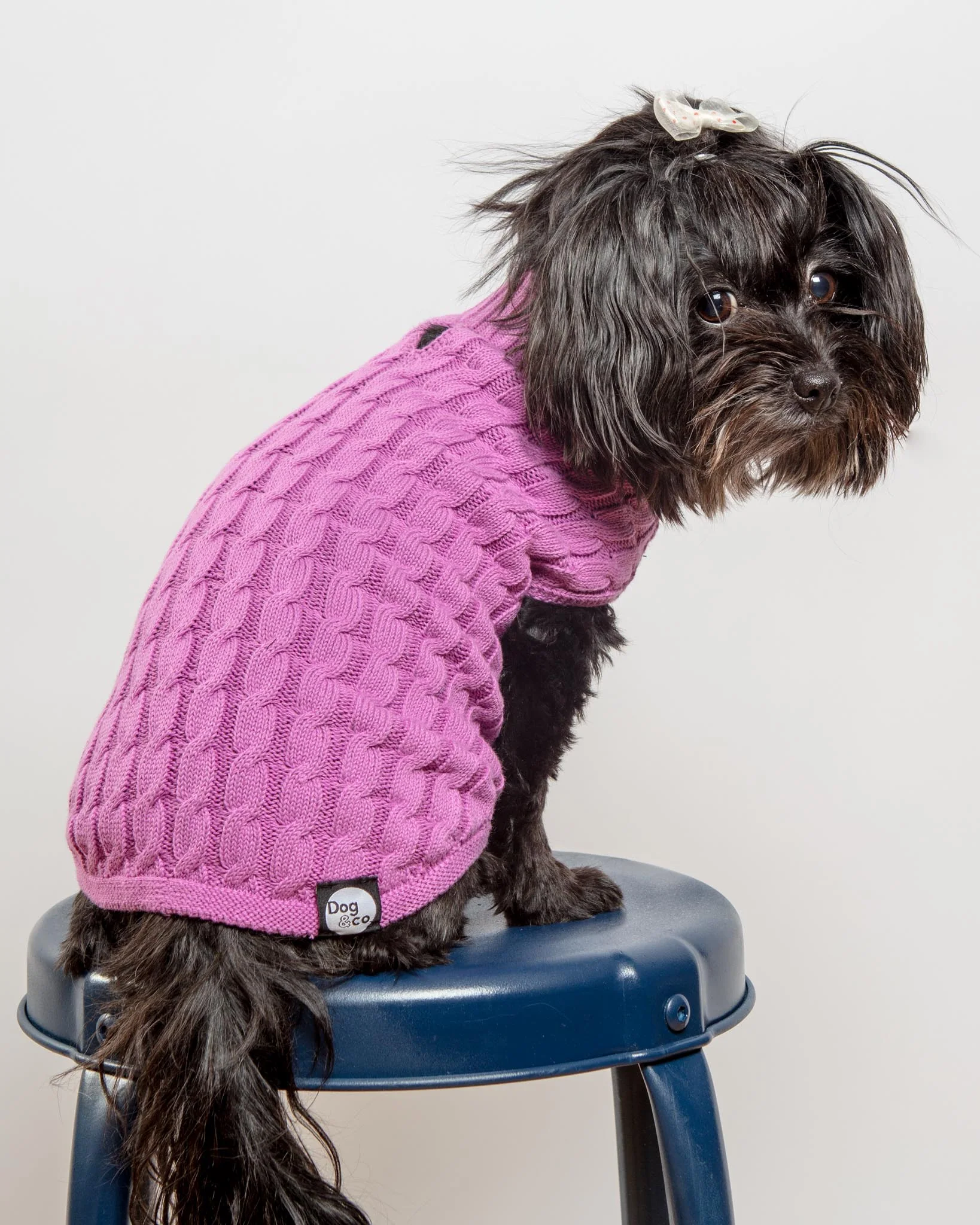 The Uptown Cable Knit Sweater in Radiant Orchid American Cotton (Made in NYC) (FINAL SALE) - Image 8