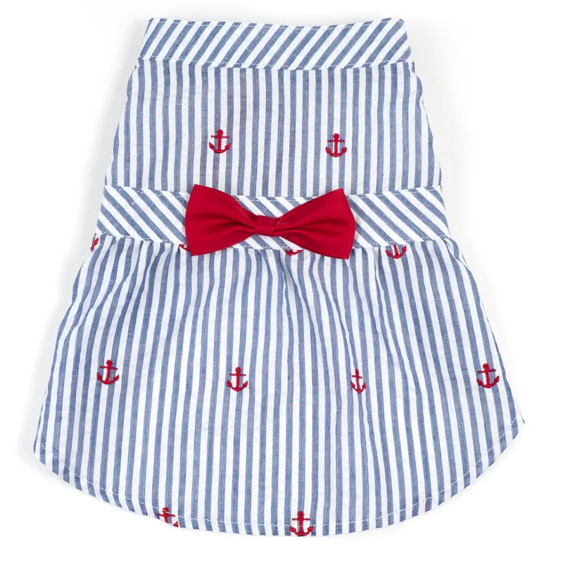 THE WORTHY DOG | Anchor Dress in Navy Stripe