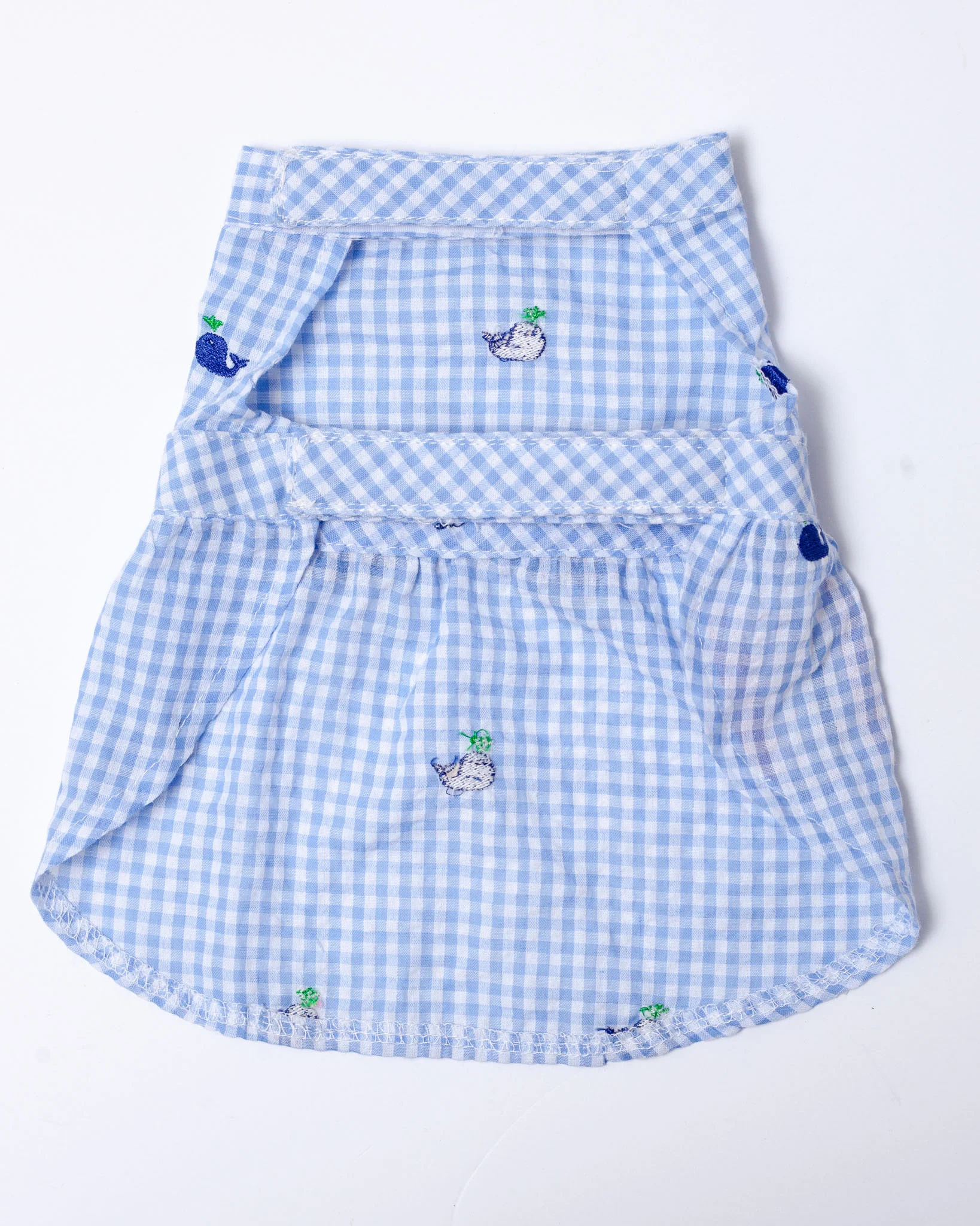 Seersucker Gingham Dog Dress with Embroidered Whales (CLEARANCE) - Image 3
