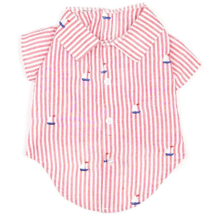 THE WORTHY DOG | Sailboat Shirt with Red Stripes