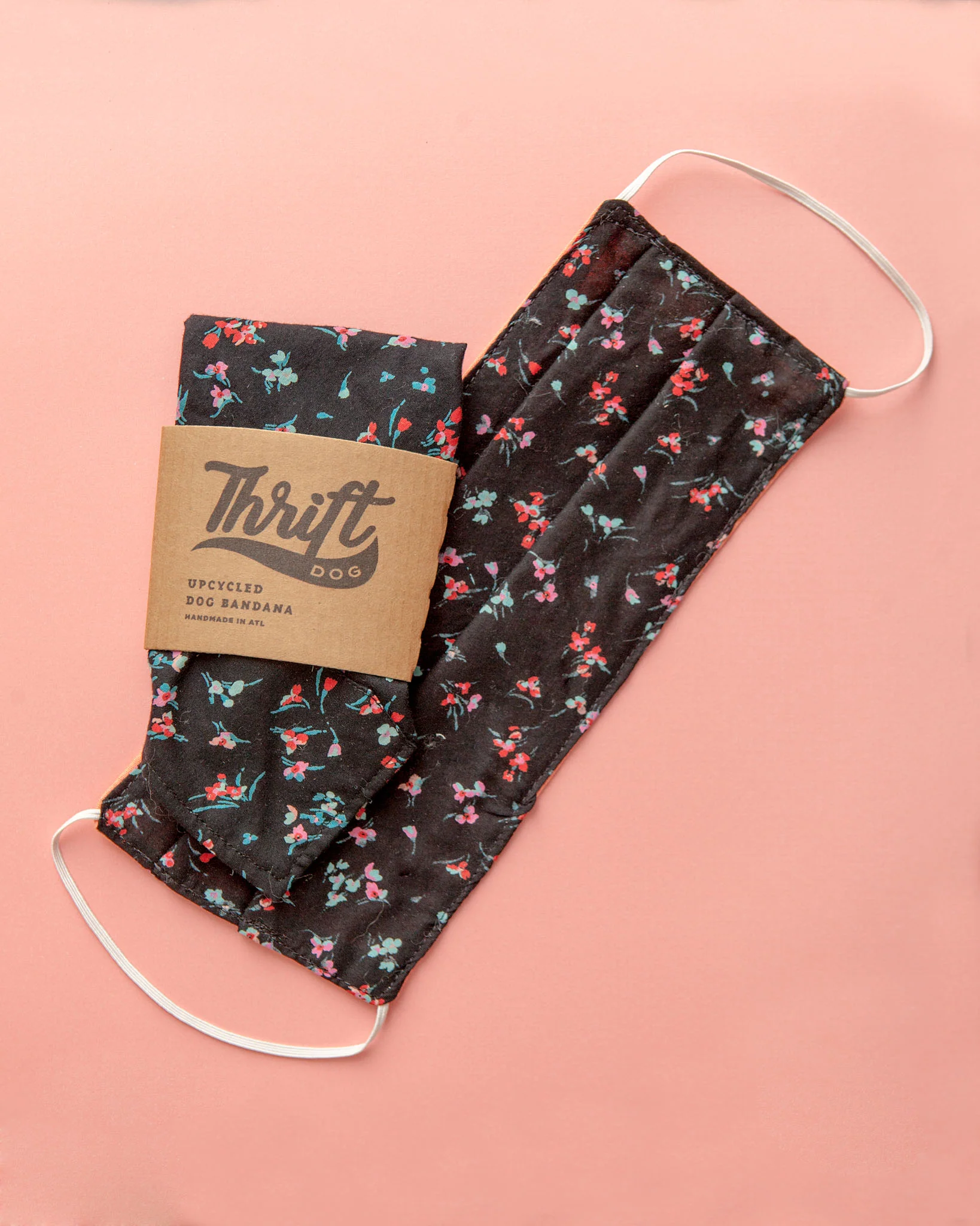 Face Mask & Dog Bandana Set in Black Floral
