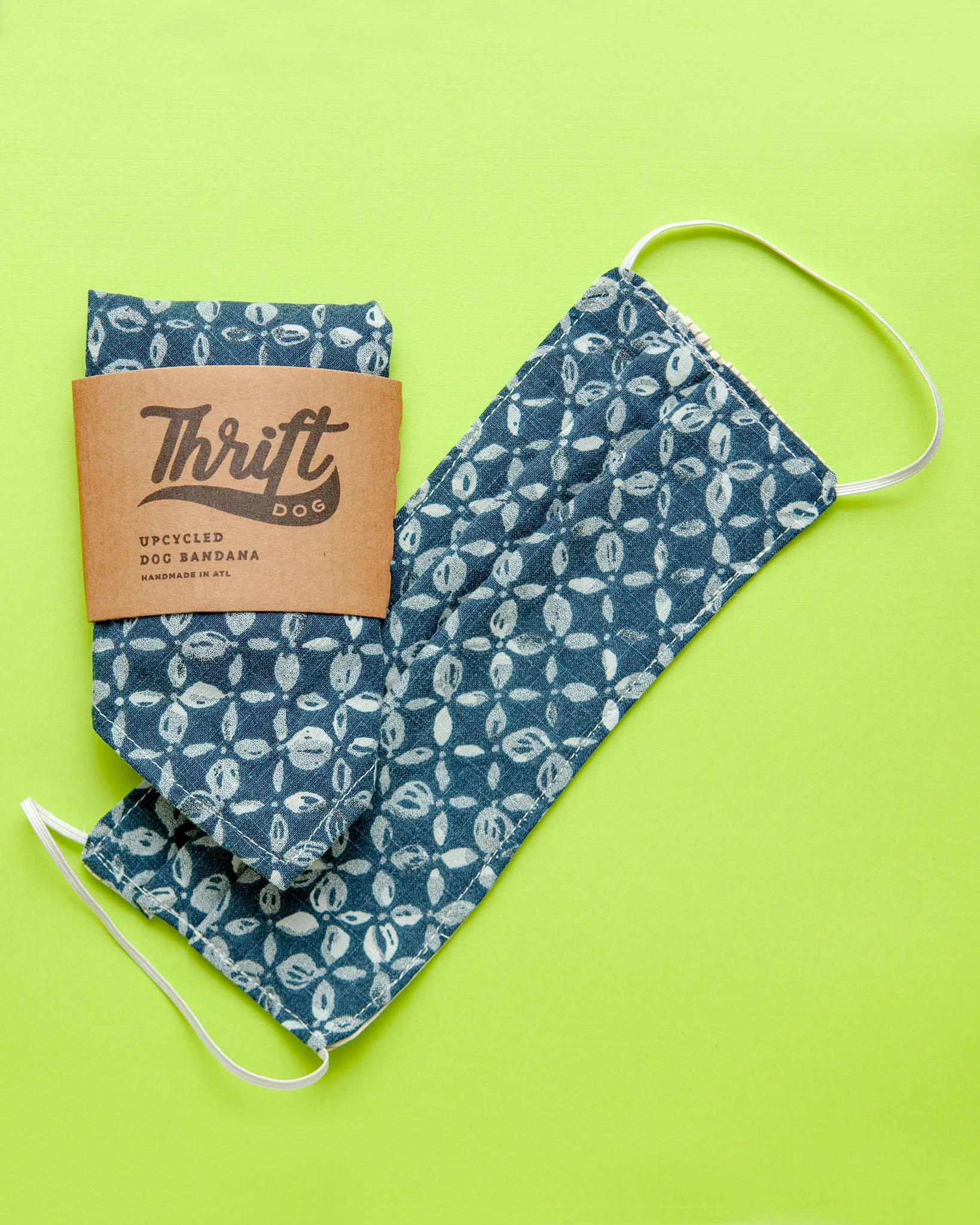 Face Mask & Dog Bandana Set in Blue Petal Print
