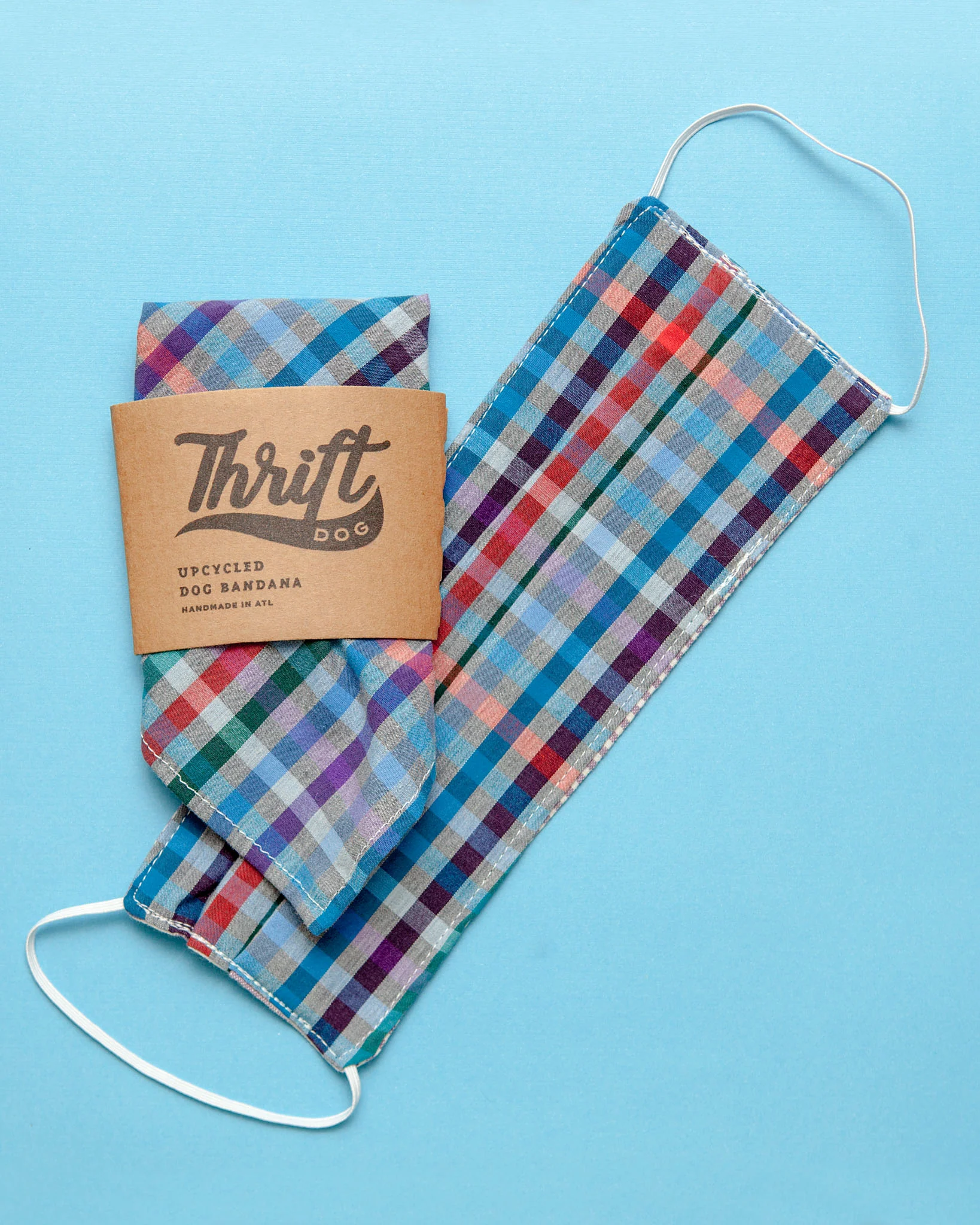 Face Mask & Dog Bandana Set in Purple Plaid