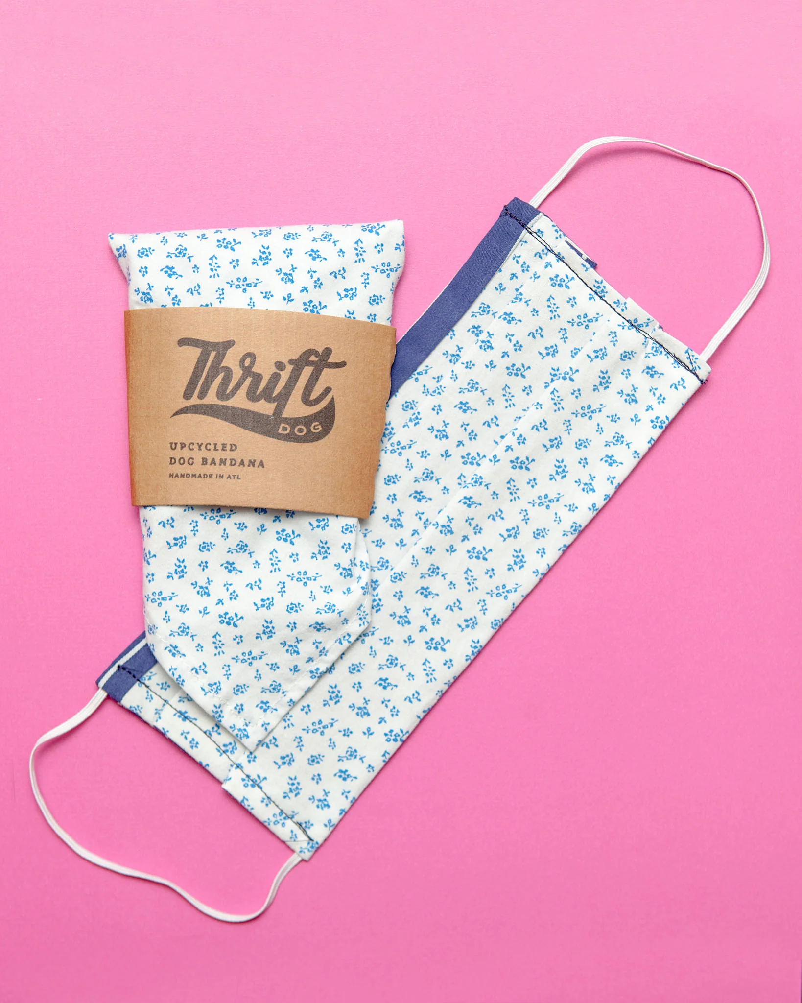 Matching Face Mask & Dog Bandana Set in Little Blue Flower