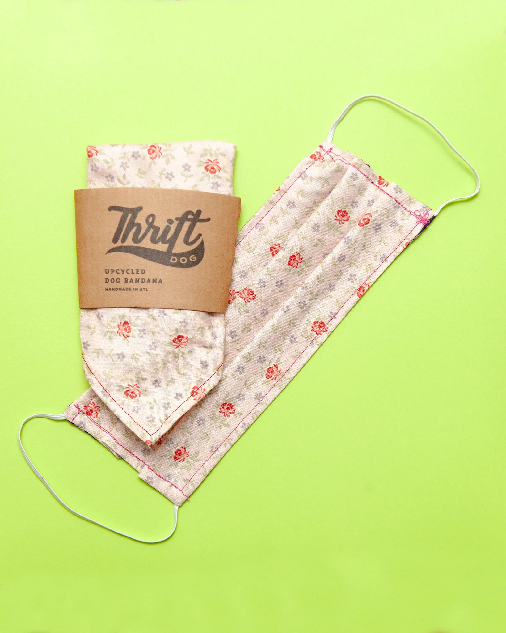 Matching Face Mask & Dog Bandana Set in Pink Floral