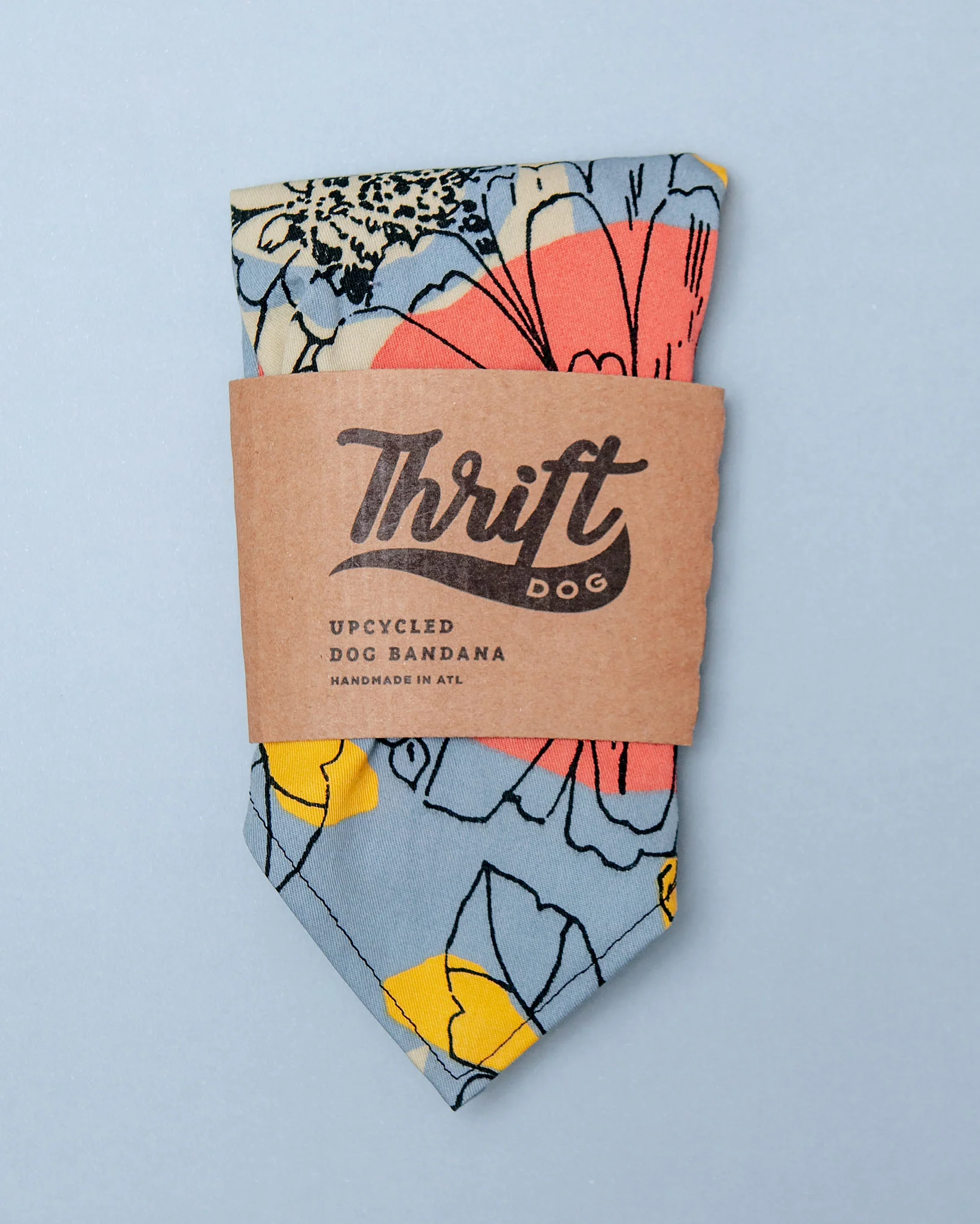 Matching Face Mask & Dog Bandana Set in Steel Blue Floral (Made in the USA) - Image 2