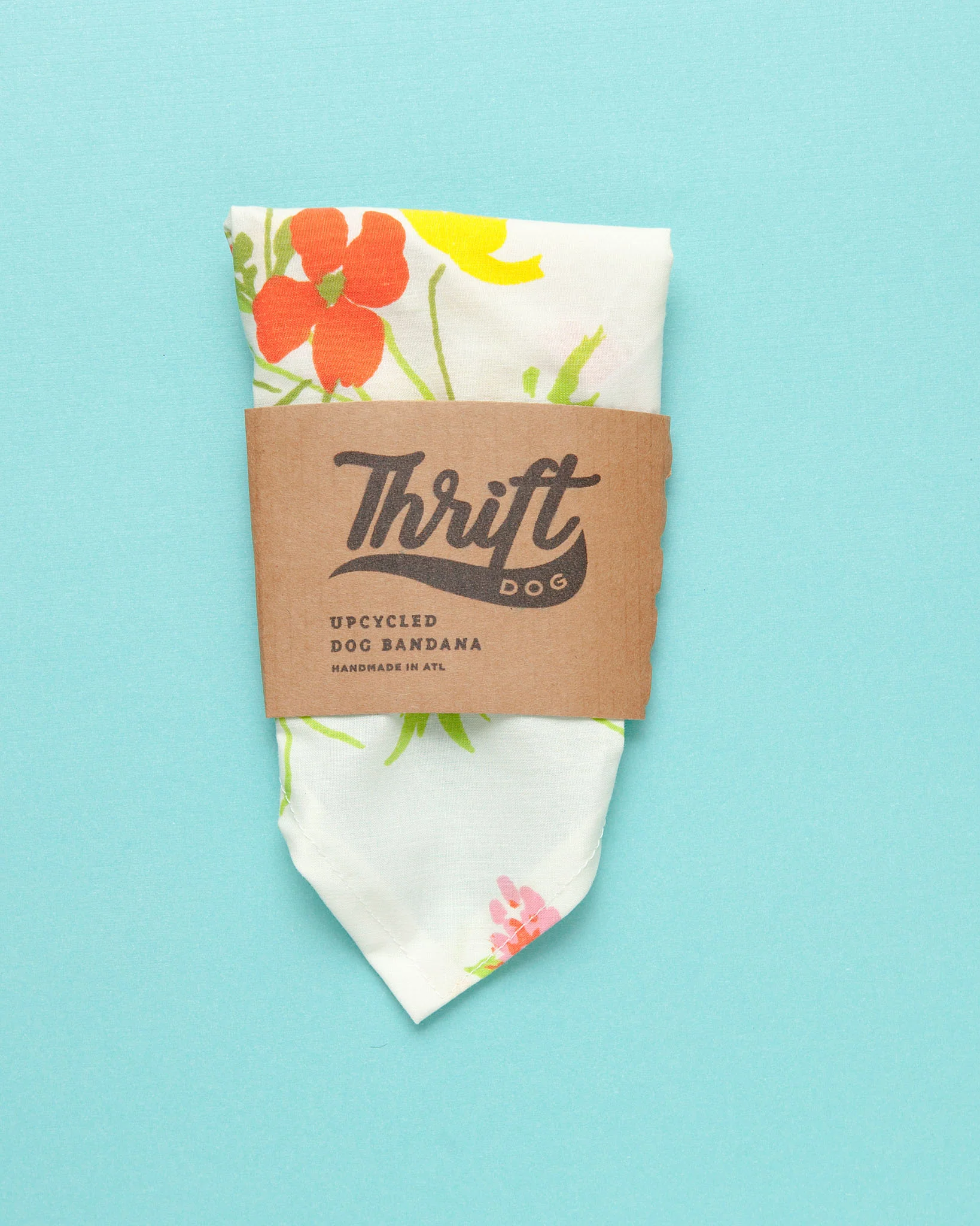 Matching Face Mask & Dog Bandana Set in White Floral - Image 2