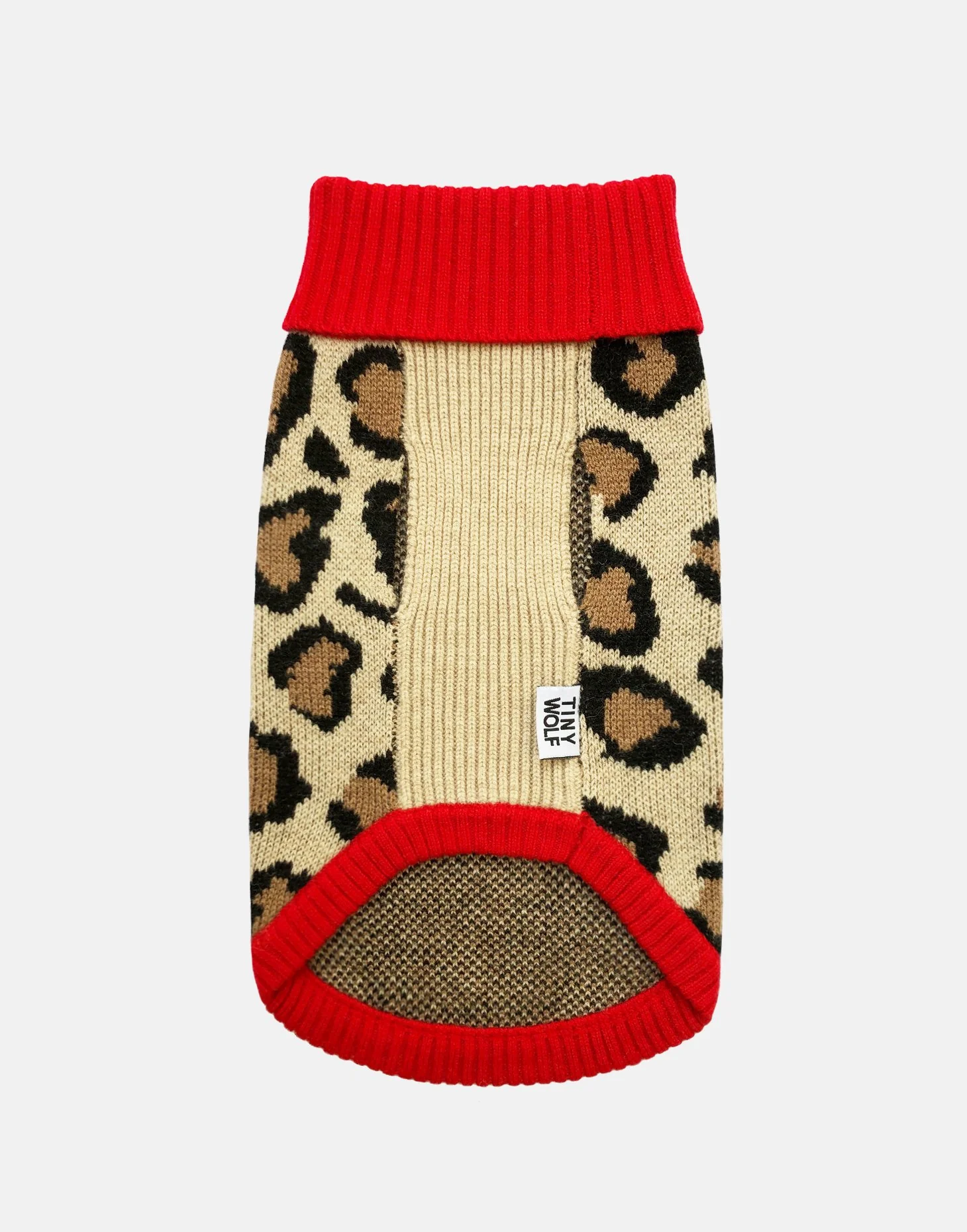 TINY WOLF | Red Leopard Print Dog Sweater - Image 2