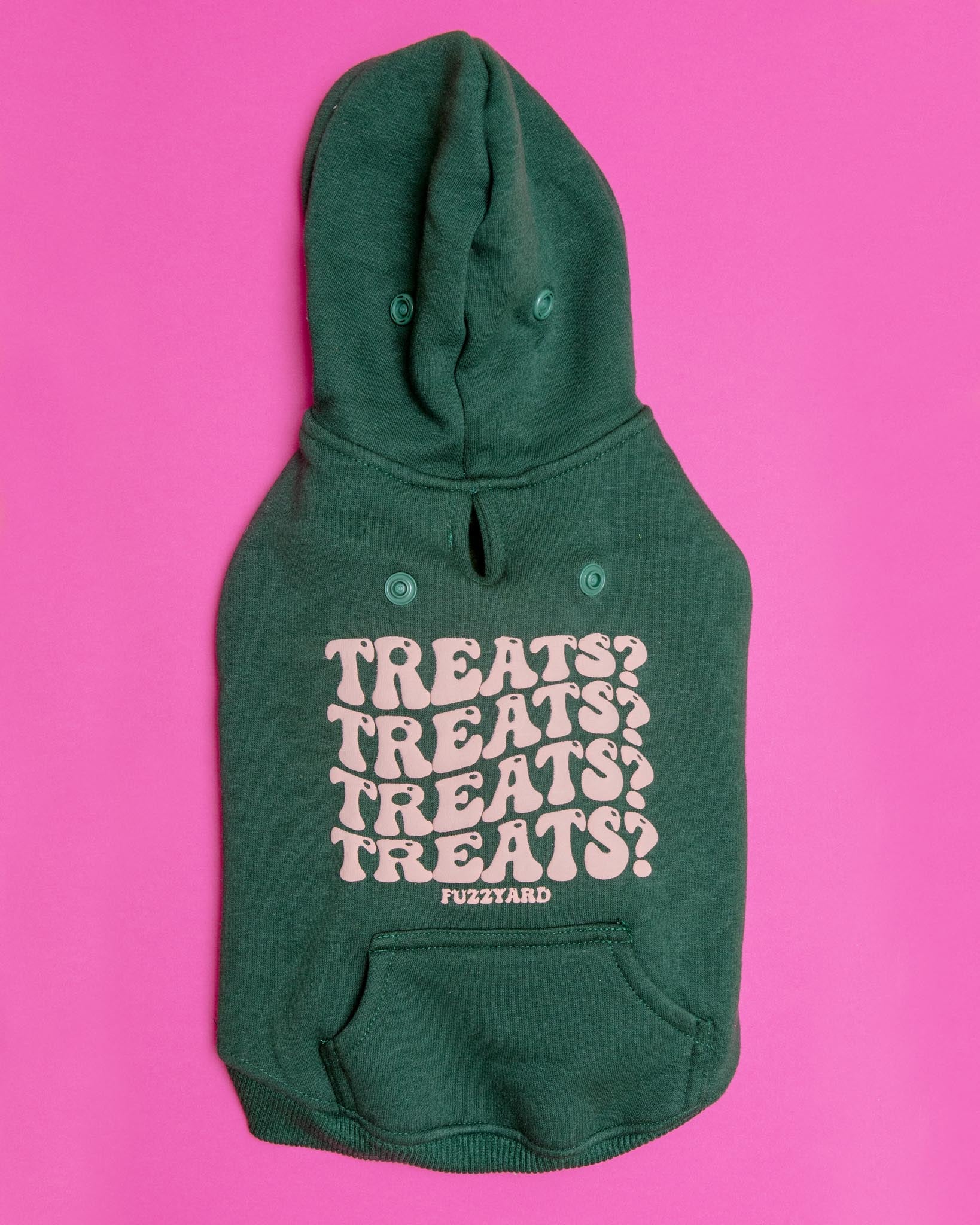 TREATS TREATS TREATS Dog Hoodie in Green (FINAL SALE)
