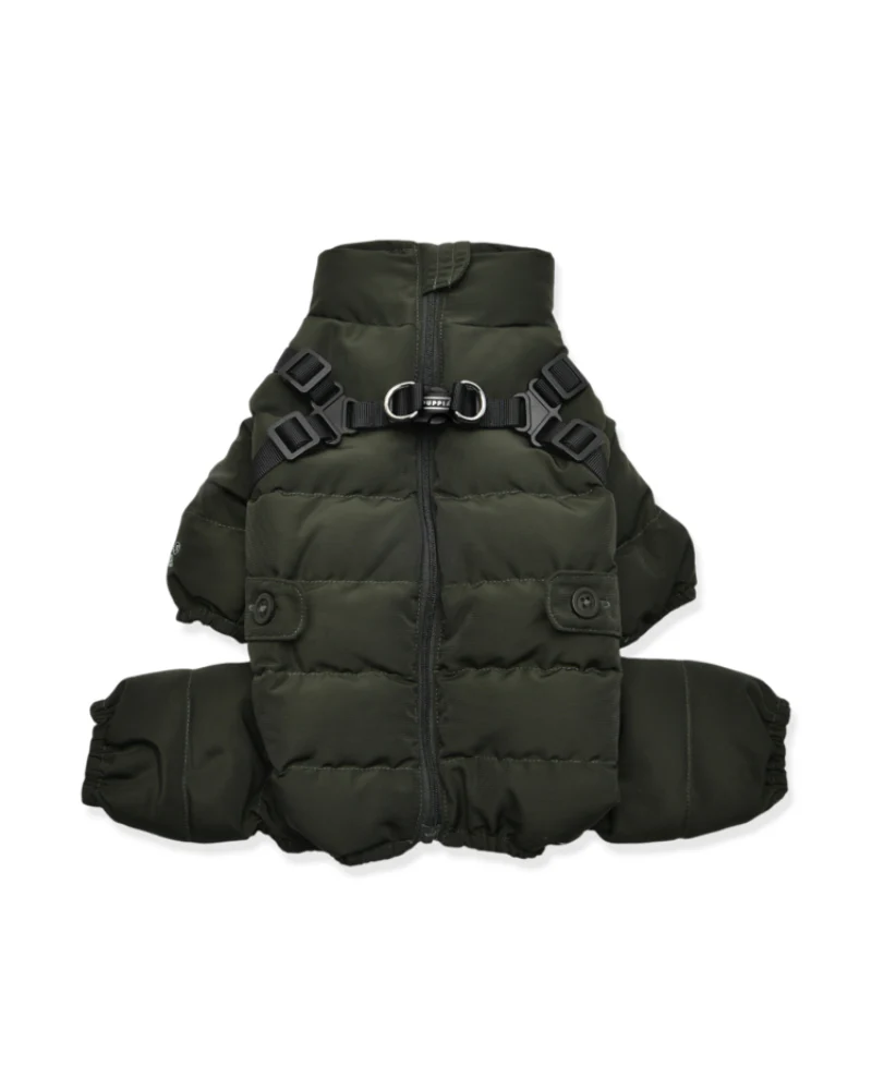 Ultralight Soft Dog Puffer Onesie with Harness in Green (FINAL SALE) - Image 2
