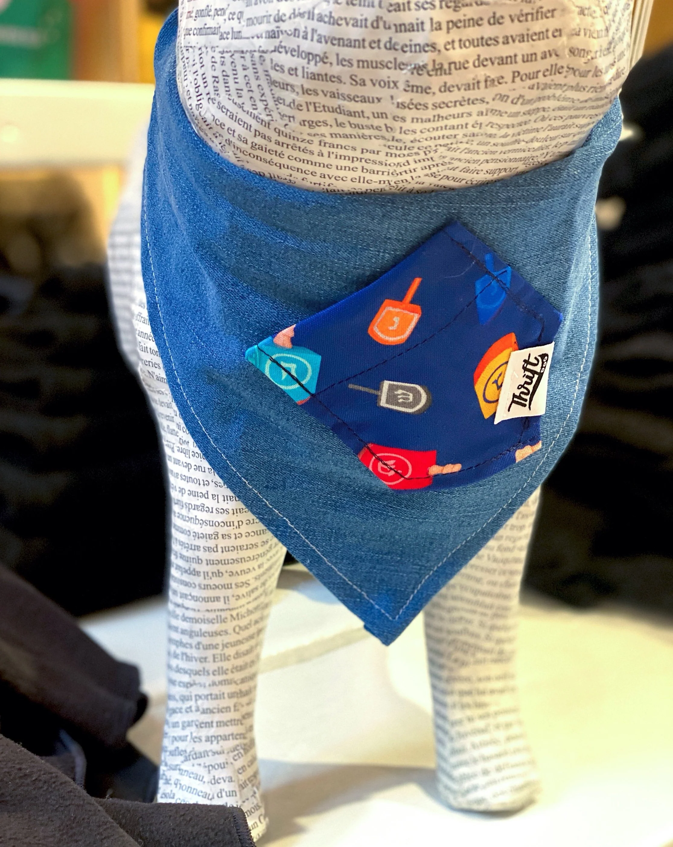 Upcycled Dreidel Treat Pocket Dog Bandana (Made in the USA) - Image 3