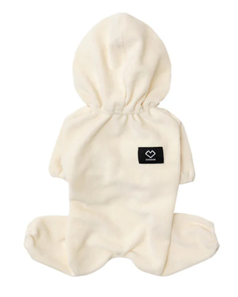 Velour Coverall Onesie for Dogs - French Bulldog Fit (in Ivory, or Black) - Image 2