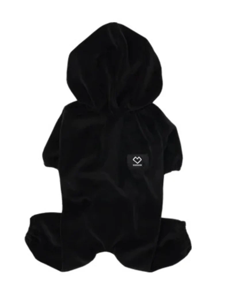 Velour Coverall Onesie for Dogs - French Bulldog Fit (in Ivory, or Black) - Image 3
