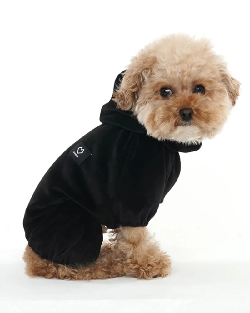 Velour Coverall Onesie for Dogs - French Bulldog Fit (in Ivory, or Black) - Image 4