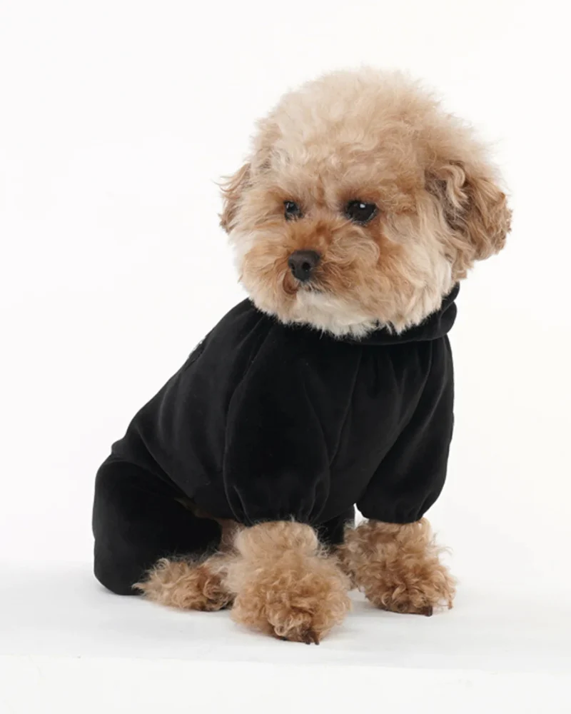 Velour Coverall Onesie for Dogs - French Bulldog Fit (in Ivory, or Black) - Image 5