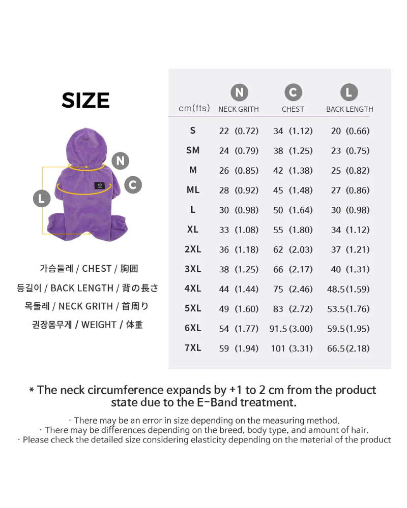 Velour Coverall Onesie for Dogs - Regular Fit (in Purple, Ivory, or Black) (FINAL SALE) - Image 13
