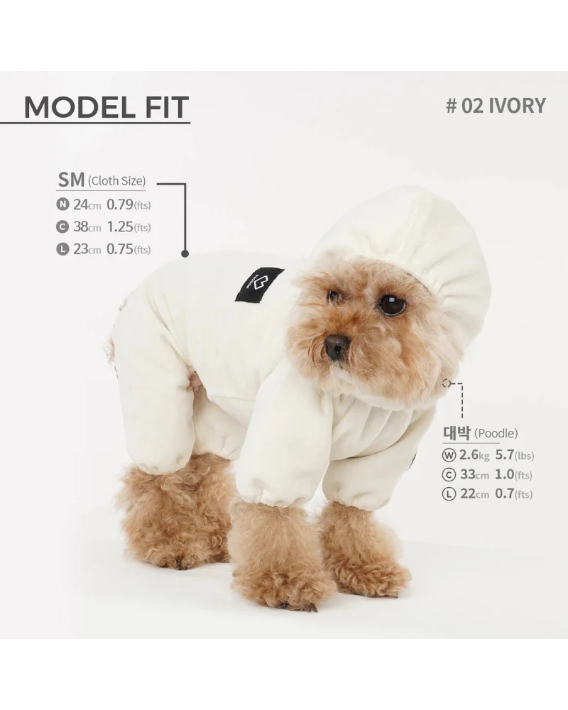 Velour Coverall Onesie for Dogs - Regular Fit (in Purple, Ivory, or Black) (FINAL SALE) - Image 9