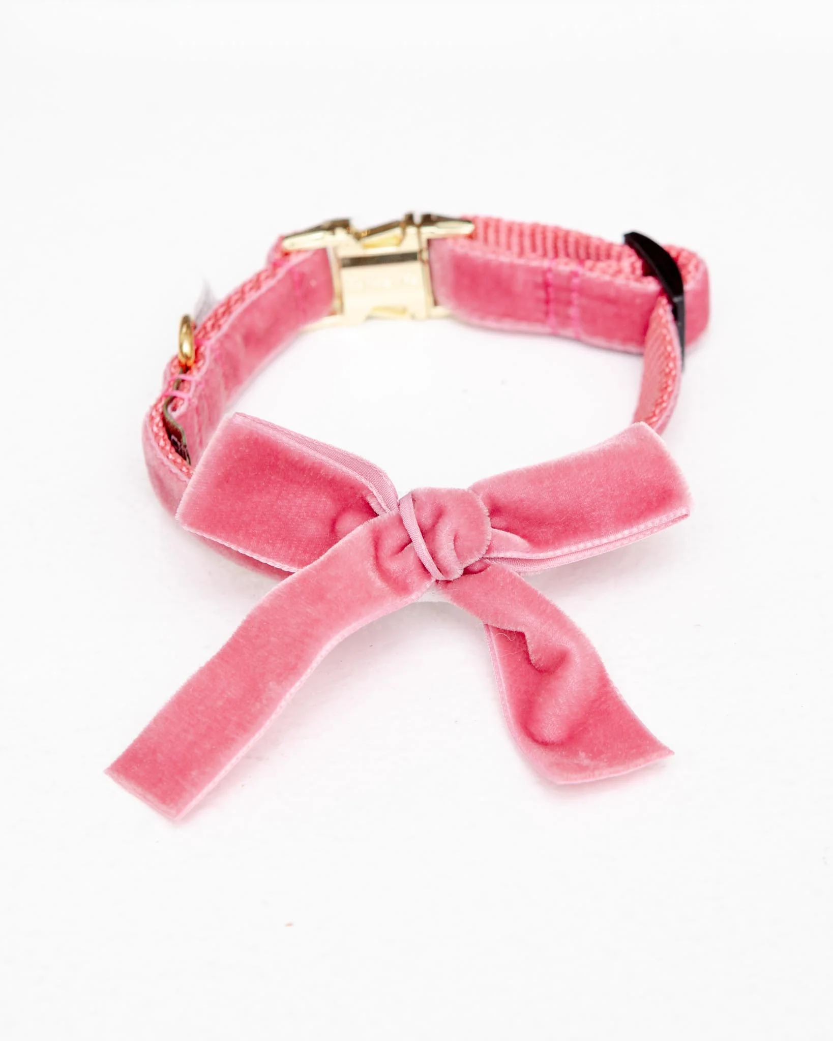 Velvet Dog Bow Collar Set in Primrose Pink (Made in the USA) - Image 2