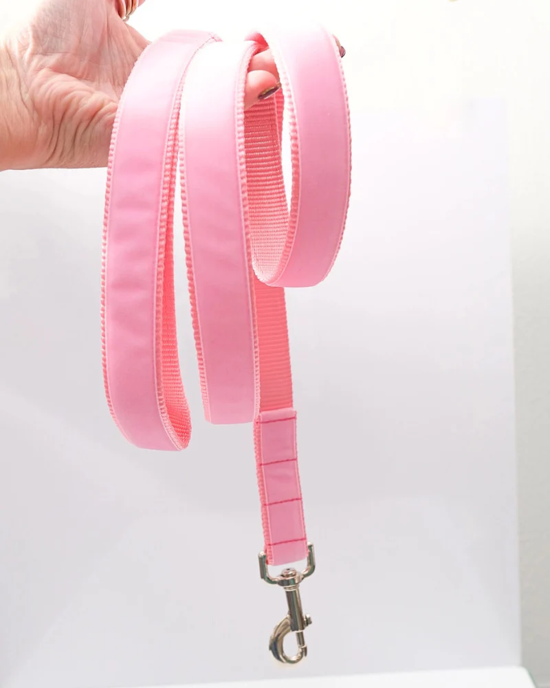Velvet Dog Bow Collar Set in Petal Pink (Made in the USA) - Image 4
