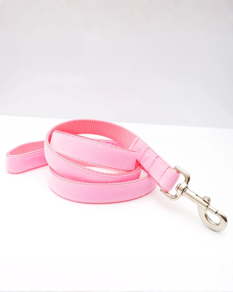 Velvet Dog Leash Petal Pink (Made in the USA)