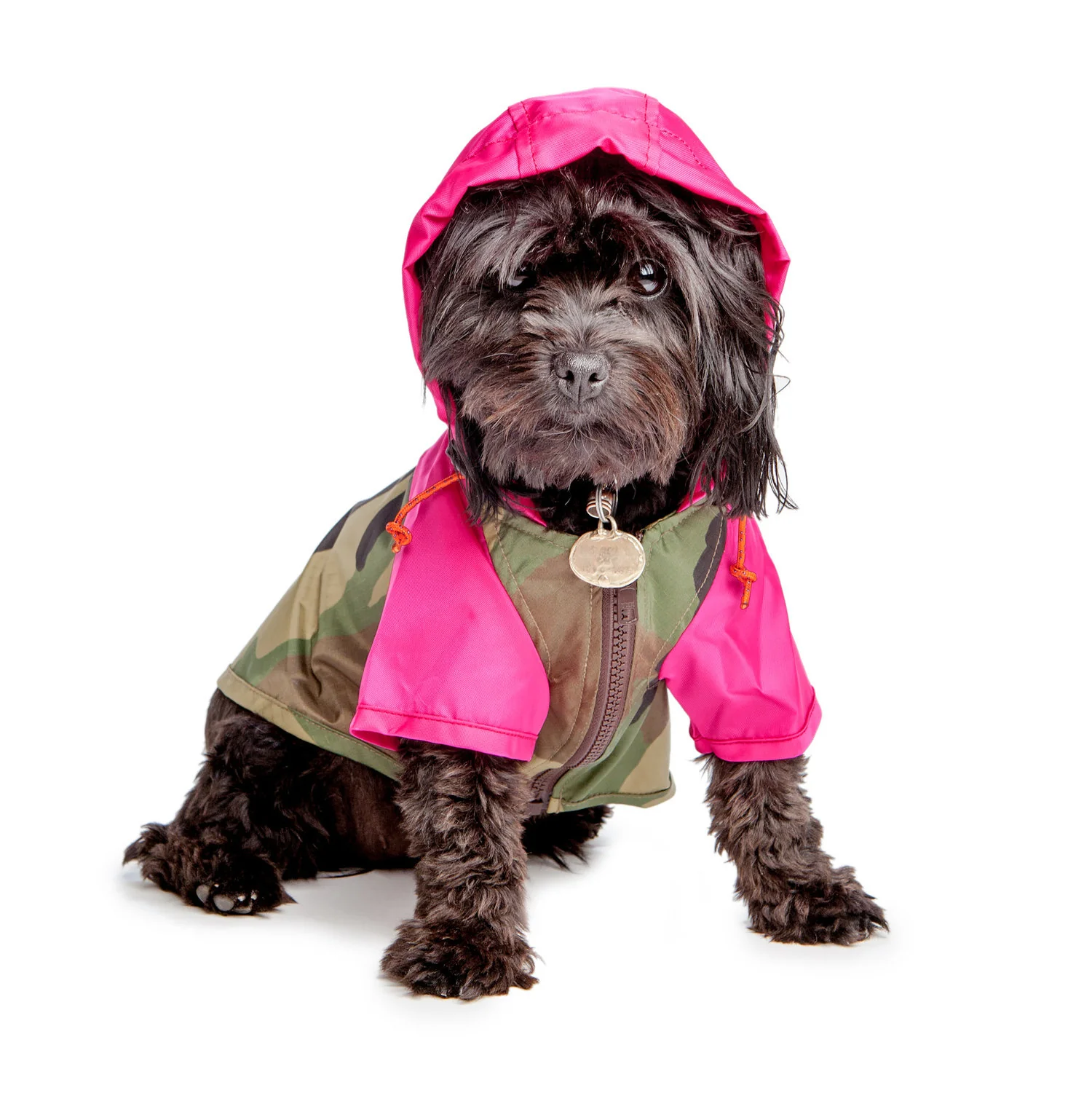 WAGWEAR | Nylon Colorblock Rainbreaker in Neon Pink + Camo (Exclusive to DOG & CO.) - Image 4