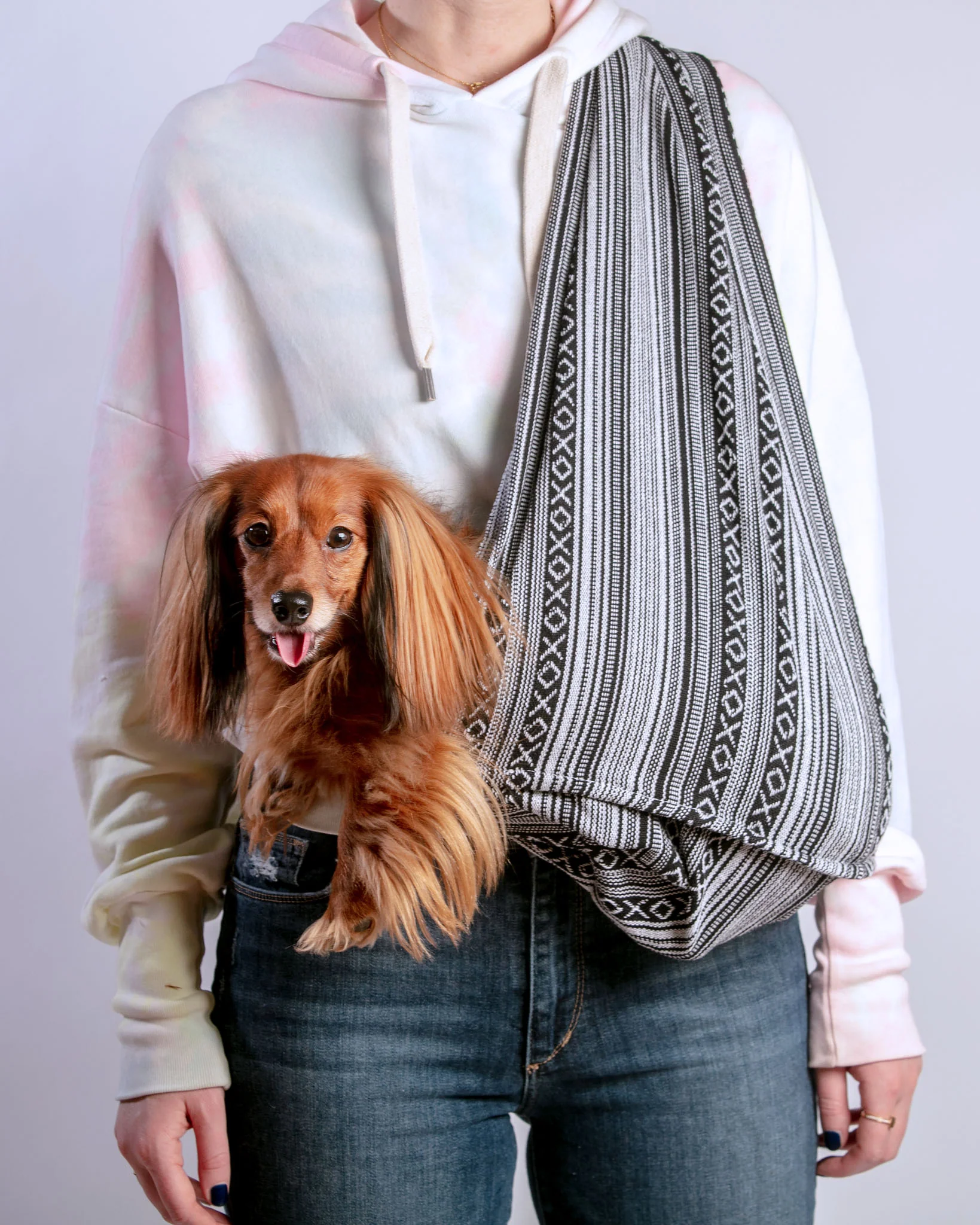 Black and White Woven Cotton Dog Sling