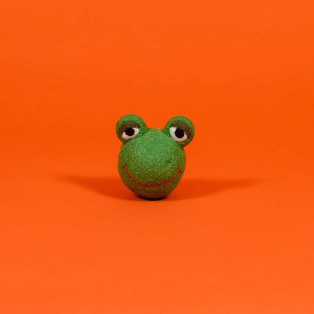 WARE of the DOG | Boiled Wool Frog Face Ball Toy