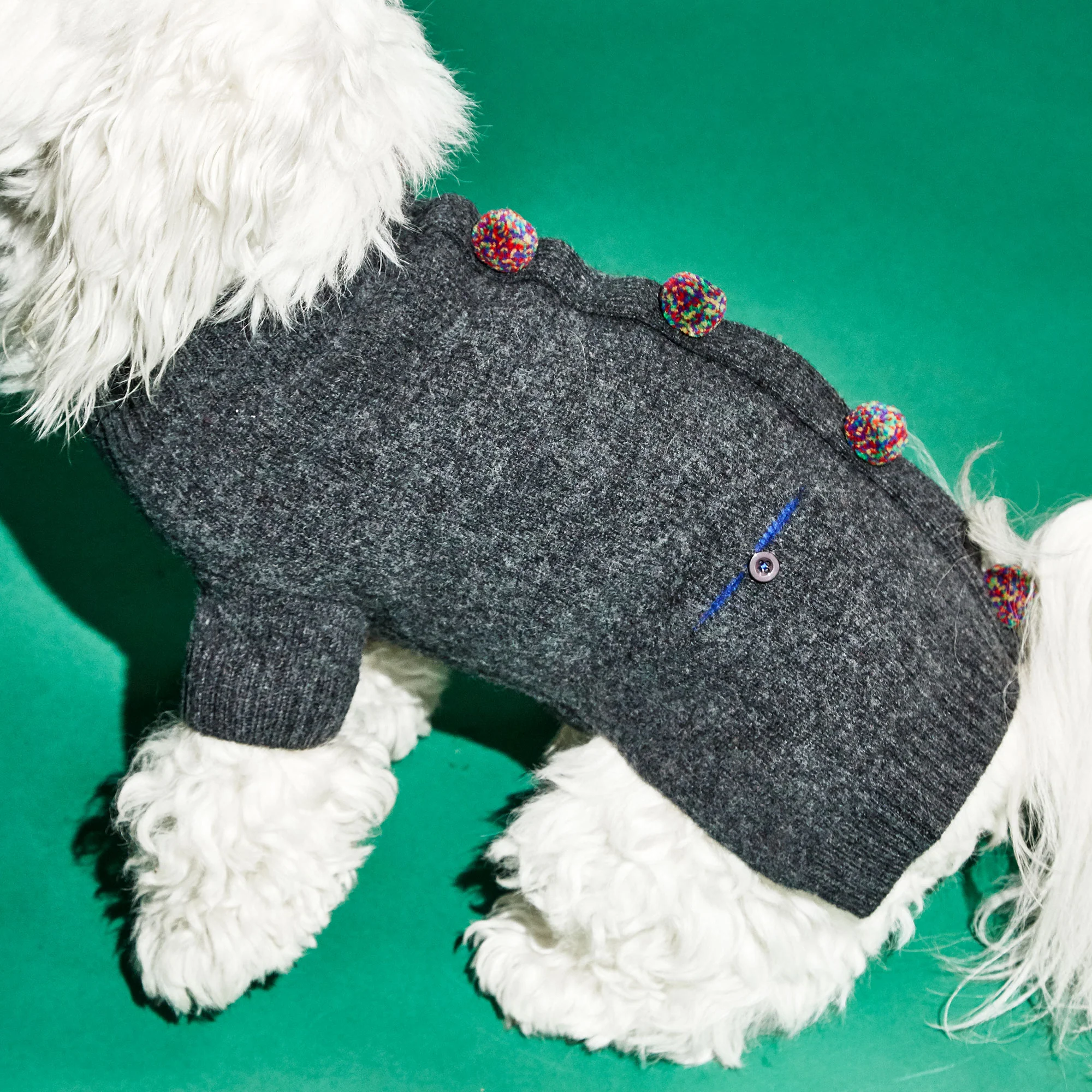WARE OF THE DOG | Pom Pom Cardigan in Grey - Image 2