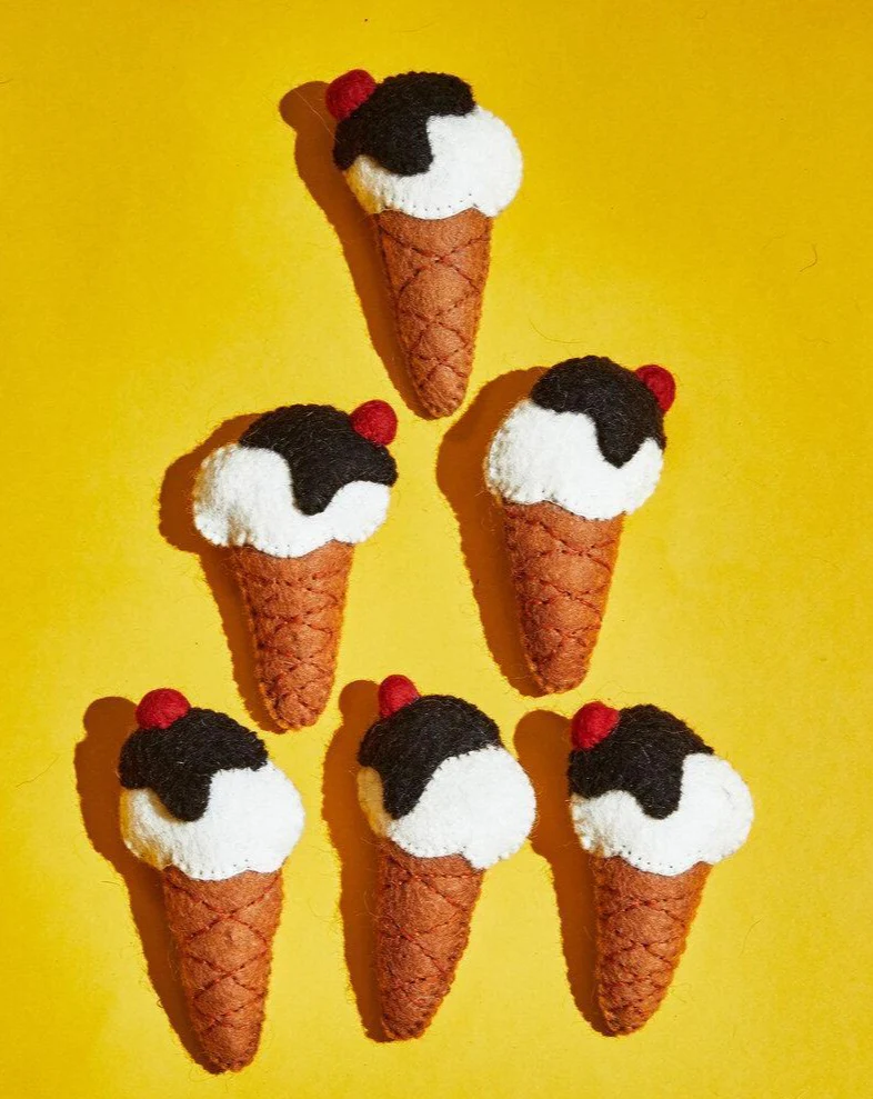 Wool Ice Cream Cone Catnip Toy - Image 2