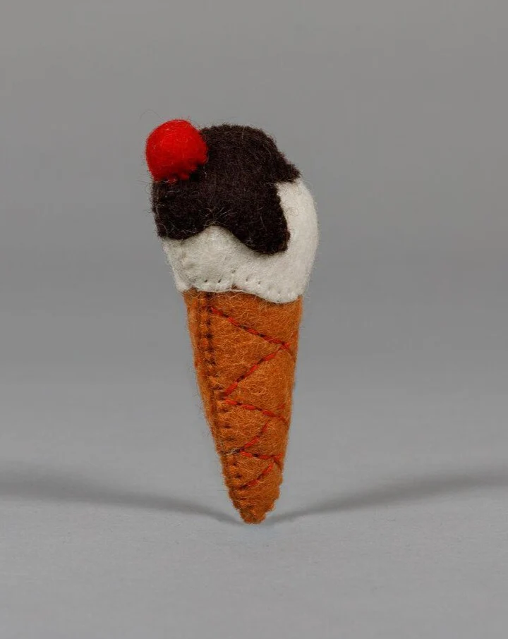 Wool Ice Cream Cone Catnip Toy - Image 3