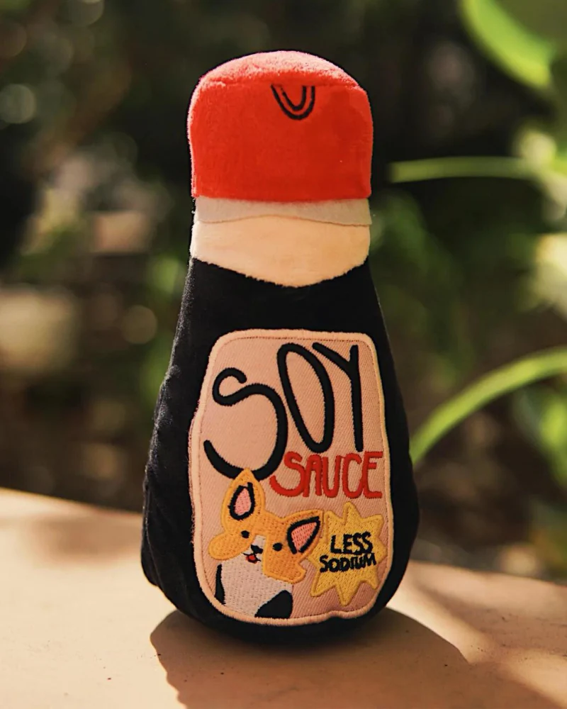 Bottle Of Soy Sauce Squeaky Plush Dog Toy - Image 2