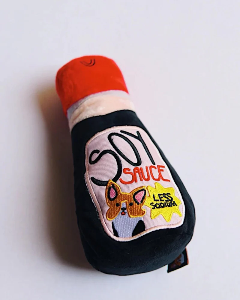 Bottle Of Soy Sauce Squeaky Plush Dog Toy - Image 3
