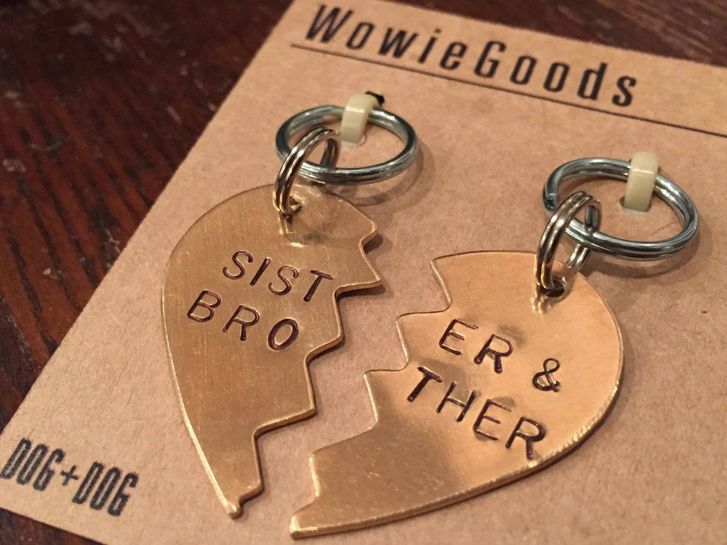 WOWIE GOODS | Brass Brother + Sister Heart Tag Set (Large)