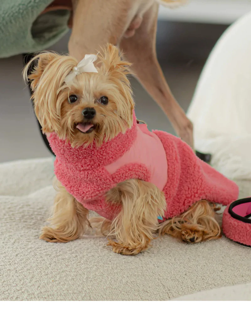 Zip Up Sherpa Dog Harness Vest in Pink (FINAL SALE) - Image 6