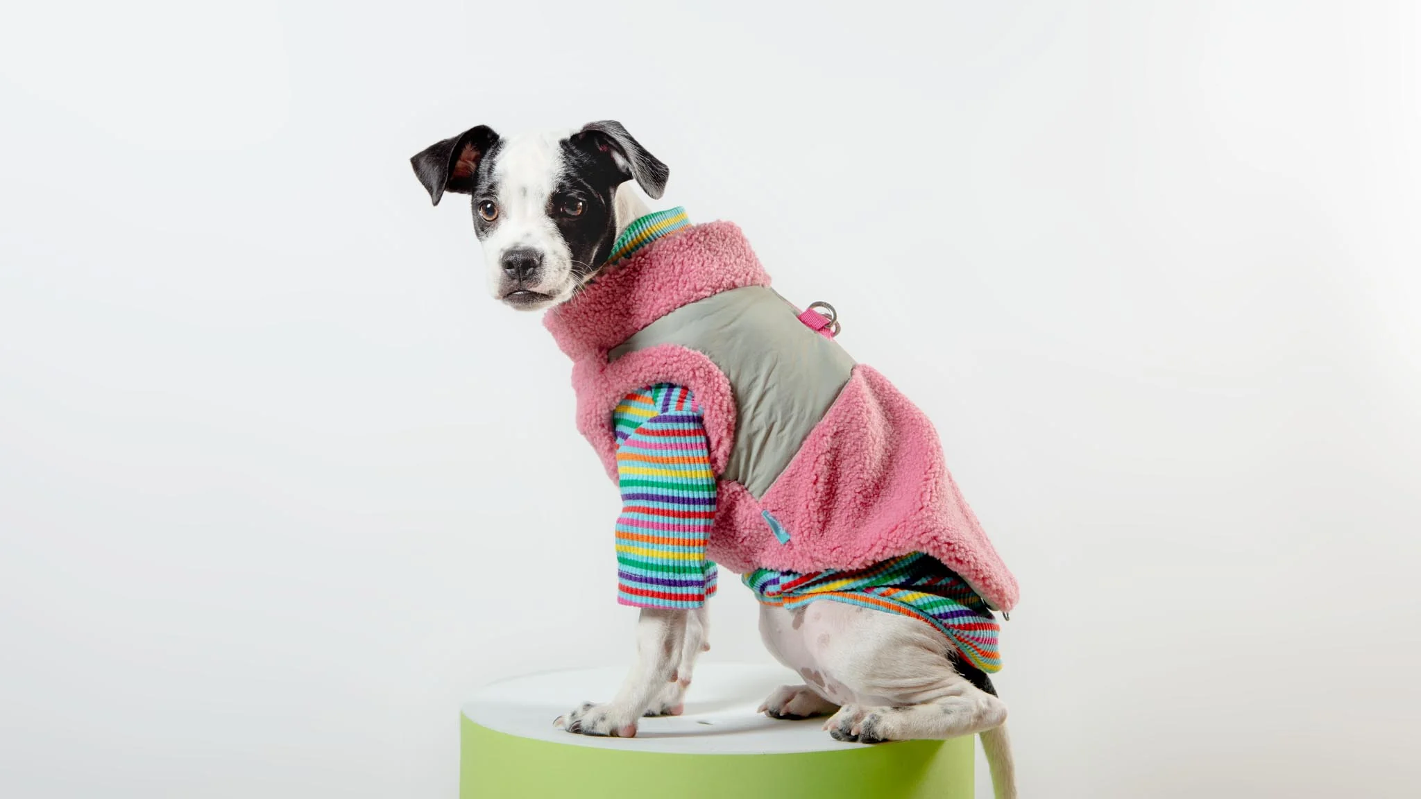 Zip-Up Sherpa Harness Vest in Petal Pink - Image 4