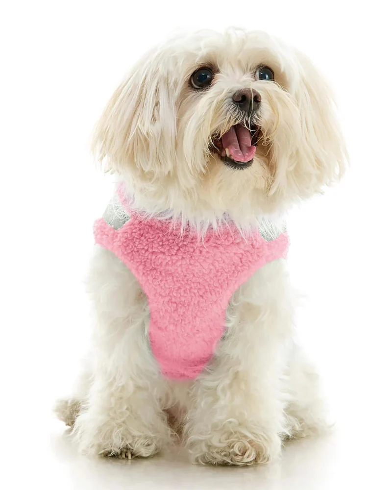 Zip-Up Sherpa Harness Vest in Petal Pink - Image 8